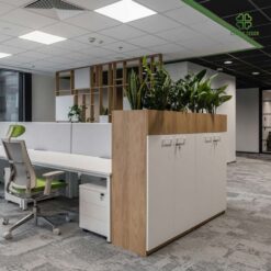 Thi cong bon cay gia decor van phong tao khong gian song xanh chon cong so