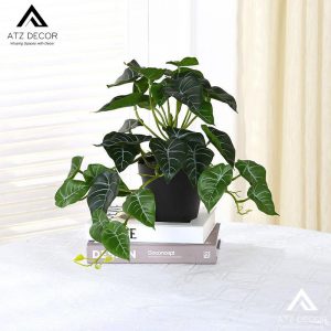 Cây lá môn sọc giả mini để bàn vạn người mê, trang trí đẹp như thật