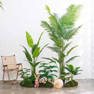 Tiểu cảnh cây dừa giả trang trí không gian đầy sống động