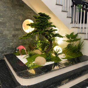 Tiểu cảnh cây tùng giả trang trí đẹp như thật