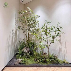 Tiểu cảnh cây giả decor quán cafe, quán trà sữa