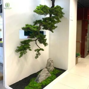 Thi công tiểu cảnh cây tùng treo tường theo yêu cầu