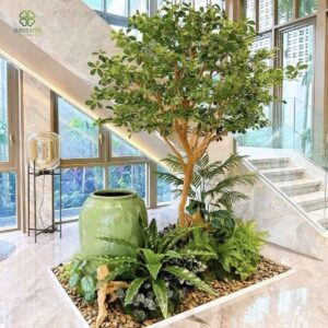 Thi công tiểu cảnh trang trí cầu thang biệt thự