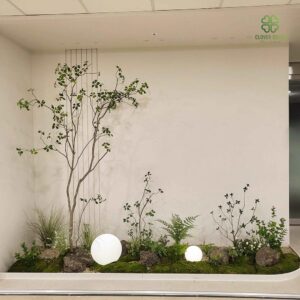 Bồn cây tiểu cảnh khô phong cách Nhật trang trí văn phòng